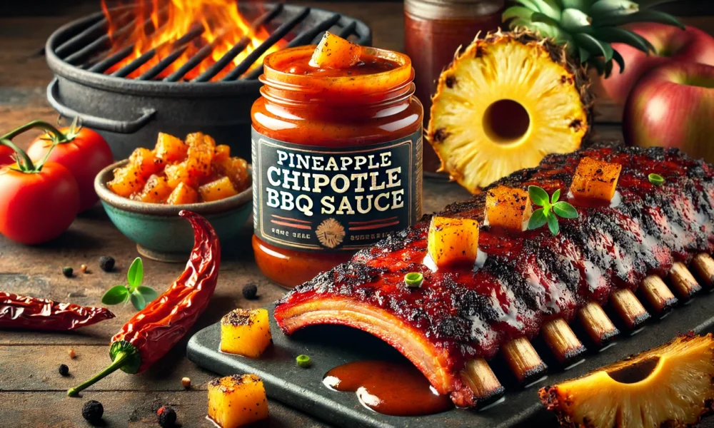 DIY Pineapple Chipotle BBQ Sauce on Smoked St. Louis Spare Ribs