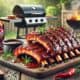 Tender baby back ribs of pork with Dr Pepper BBQ sauce