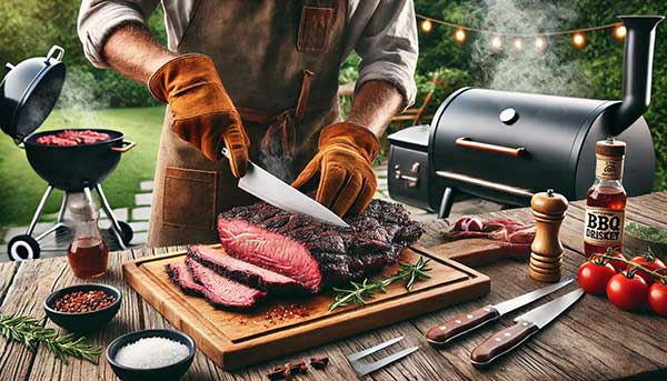 Expert trimming beef brisket for perfect BBQ