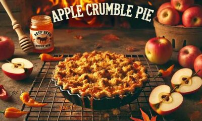Grilled beef tallow apple pie with crumble topping