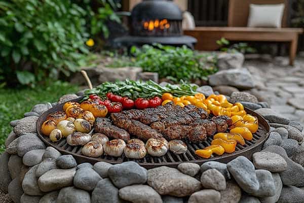 Budget-friendly BBQ setup with grill and food