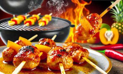 Weber Kettle Grill Mango Habanero Chicken Lollipops on grill