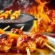 Weber Kettle Grill Mango Habanero Chicken Lollipops on grill