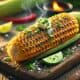 Grilled corn on the cob with zesty chili-lime butter on a plate