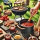 Person stirring homemade barbecue sauce recipe at a BBQ