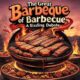 A vibrant logo for 'The Great Barbeque of Barbecue' featuring a stylized, smoky grill with flames and a playful pig wearing a chef’s hat. The text 'The Great Barbeque of Barbecue' is written in bold, rustic red letters above the grill, while the tagline 'A Sizzling Debate' appears below in smaller, italicized orange font. Surrounding the grill are icons representing regional barbecue styles: a Texas brisket slice, Memphis ribs, a Kansas City sauce bottle, Carolina pulled pork, and a dollop of Alabama white sauce. The design uses a warm color palette of reds, oranges, and browns, evoking a humorous and fiery barbecue theme.