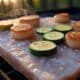 Grilling on Himalayan salt block with scallops and zucchini.