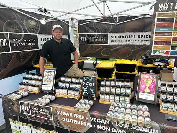 Ryan Alarie Seasonings display with sugar-free, vegan options at 2025 Rib Cook-Off