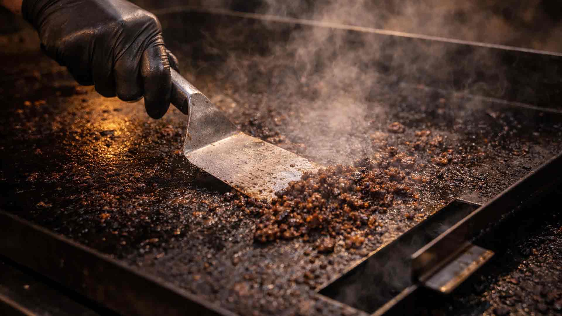 Cleaning a flat top griddle - Popular BBQ Overtime on the Blackstone griddle cleanup after a long football game