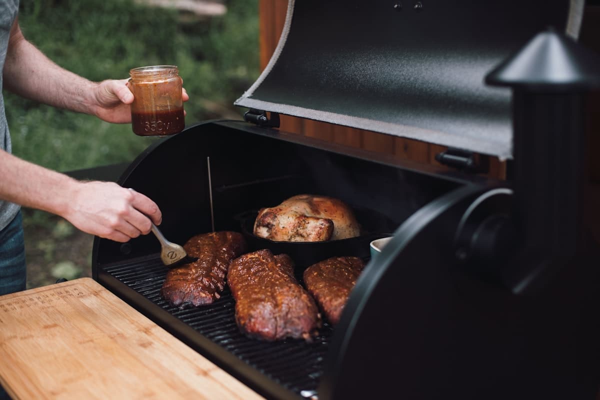 LumberJack pellets vs. Knotty Wood vs. CookinPellets — pellet grill cook in progress