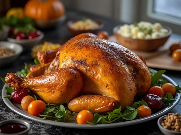 Deep-fried turkey with crispy skin