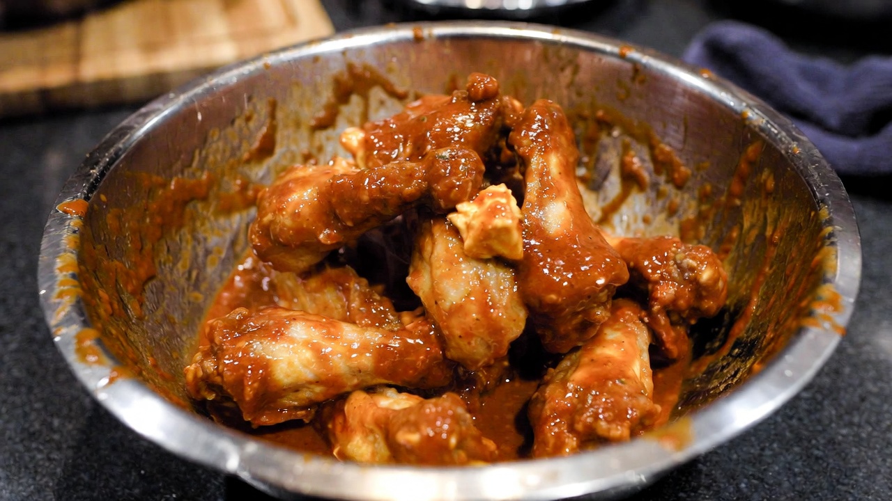 Buffalo wings in bowl - Popular BBQ Buffalo wings in bowl