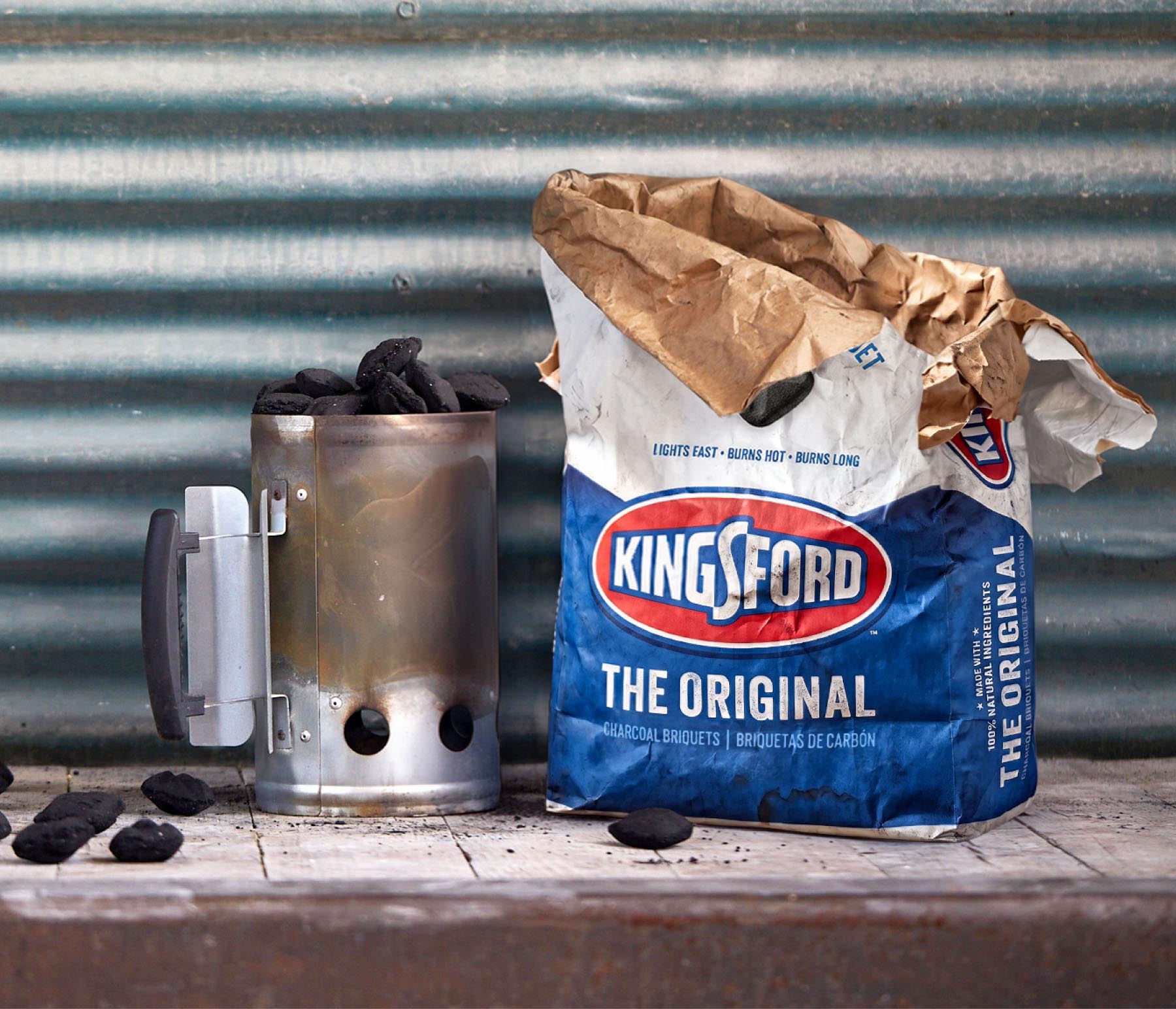 kingsford briquette bag half torn open with starter - Popular BBQ Kingsford briquette bag half torn open with starter